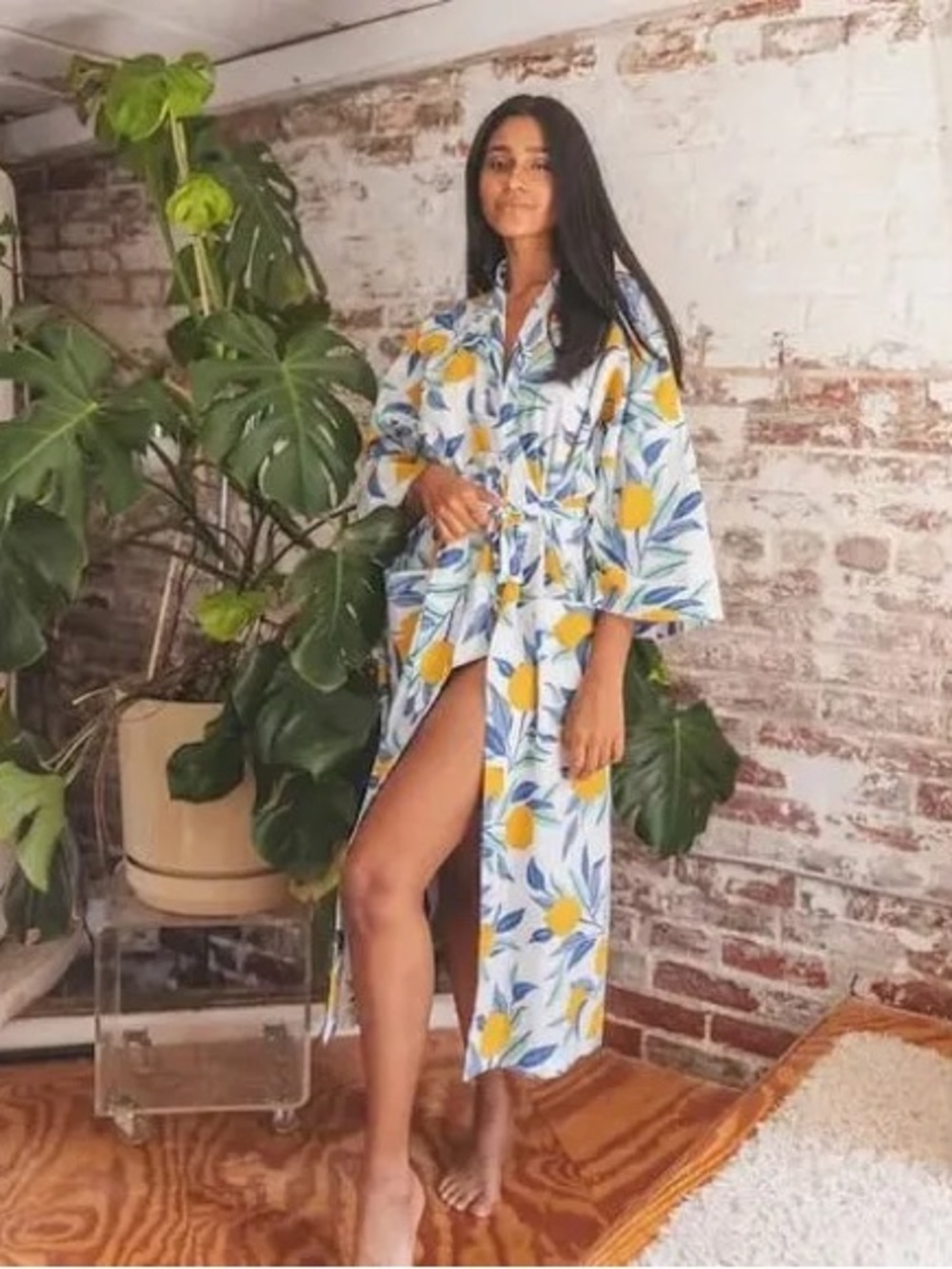 Print Fresh 100% Organic Cotton Robe Small / Medium Fresh Lemon Print